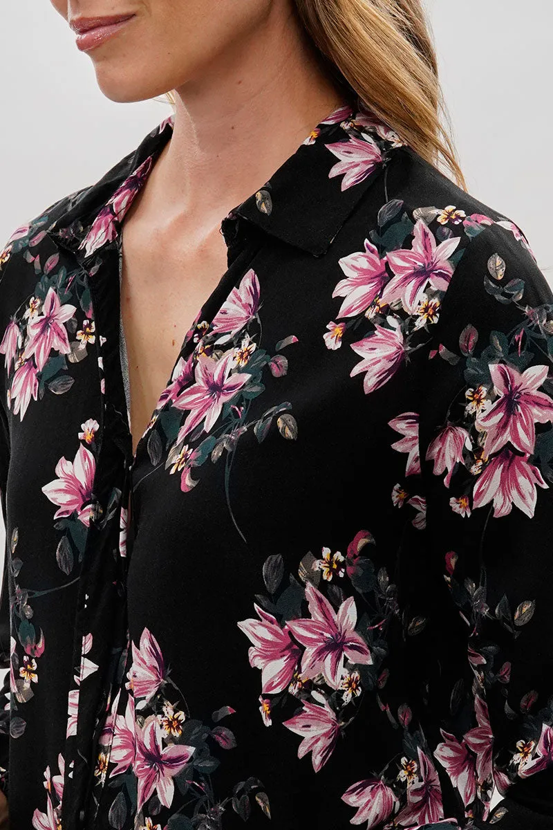 Floral Button Down Blouse - Black sold by Fairweather product image thumbnail 4