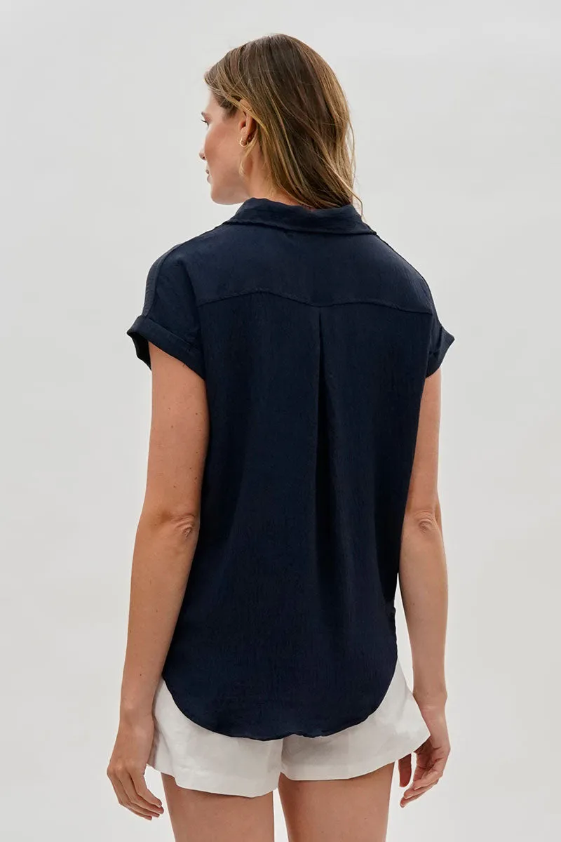 Sylexchange Vintage Short Sleeve Button Down Shirt - Navy sold by Fairweather product image thumbnail 3