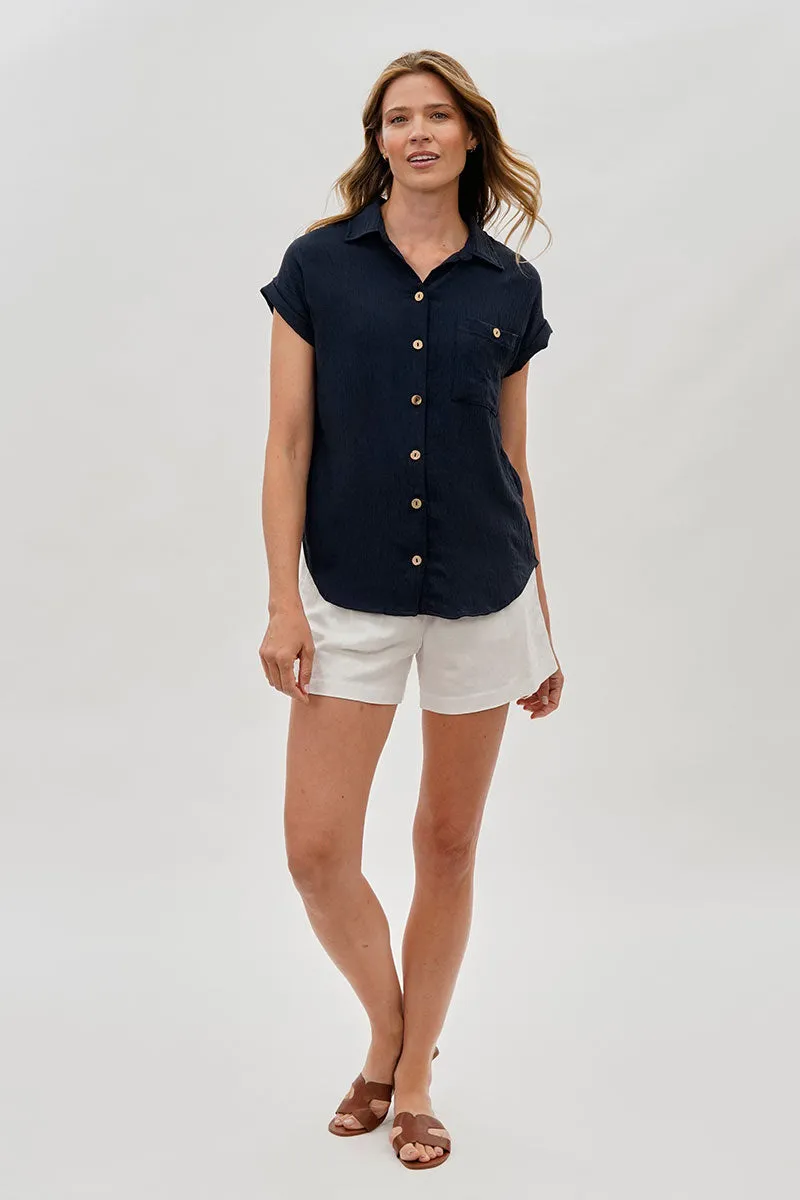 Sylexchange Vintage Short Sleeve Button Down Shirt - Navy sold by Fairweather product image thumbnail 5