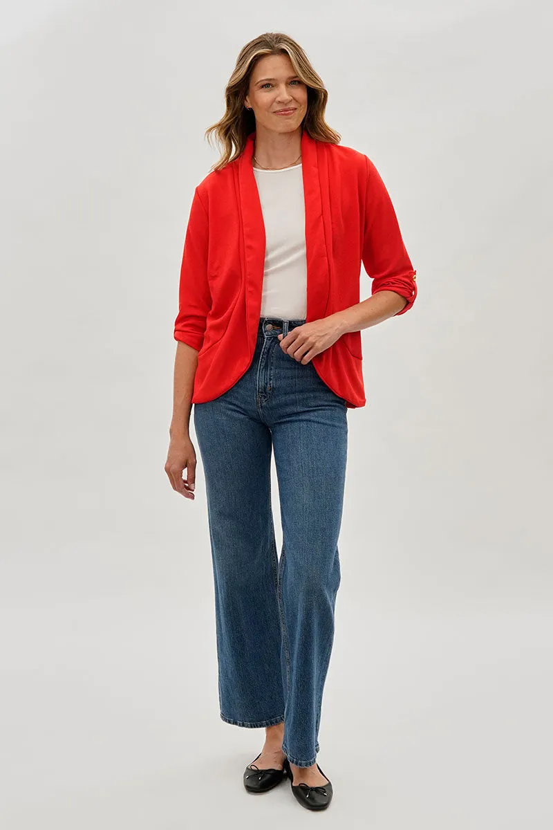 Majora Open Roll Up Sleeve Blazer - Red sold by Fairweather product image thumbnail 5