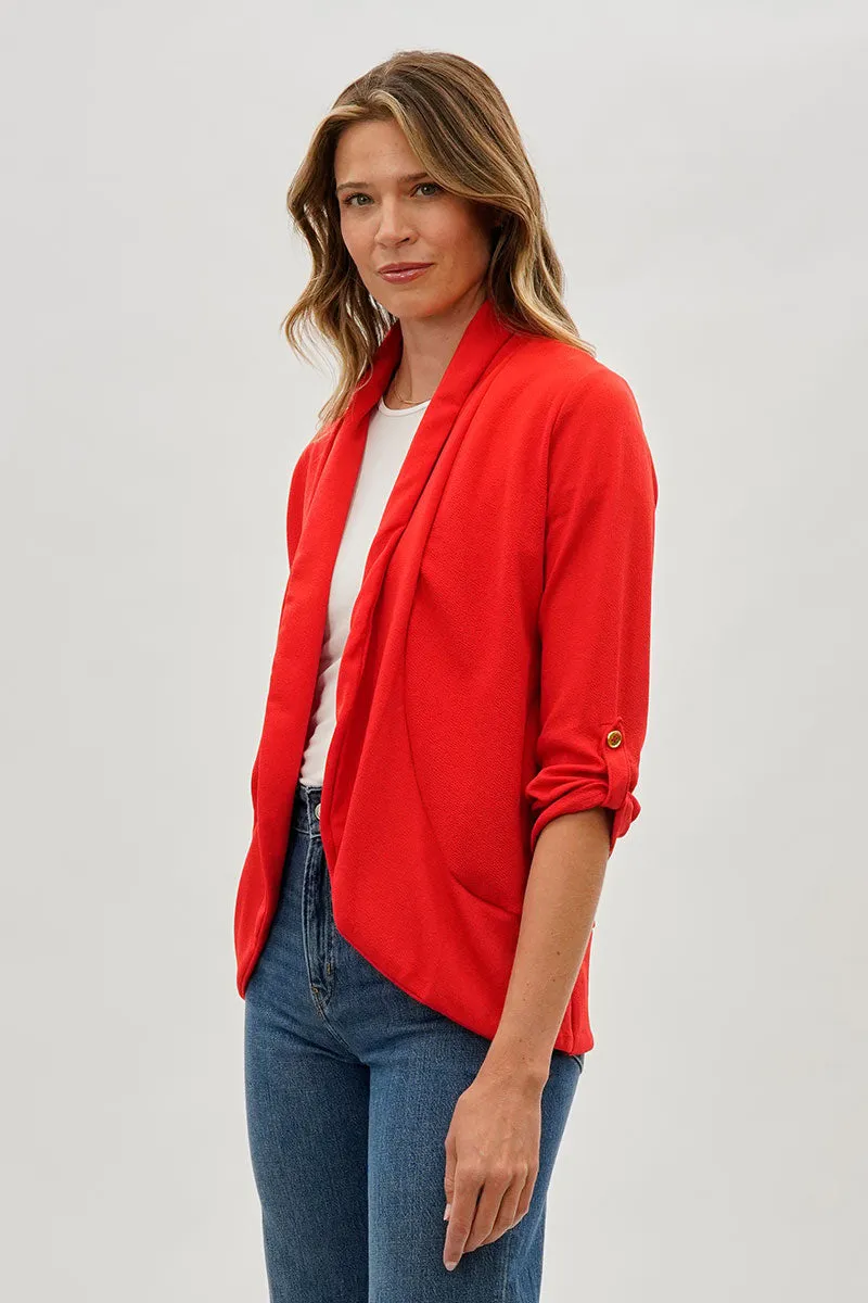 Majora Open Roll Up Sleeve Blazer - Red sold by Fairweather product image thumbnail 2