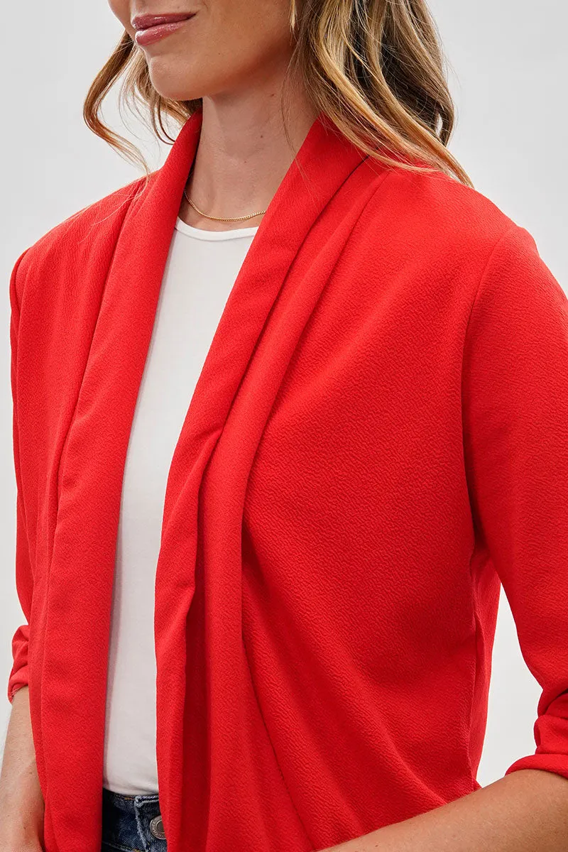 Majora Open Roll Up Sleeve Blazer - Red sold by Fairweather product image thumbnail 4
