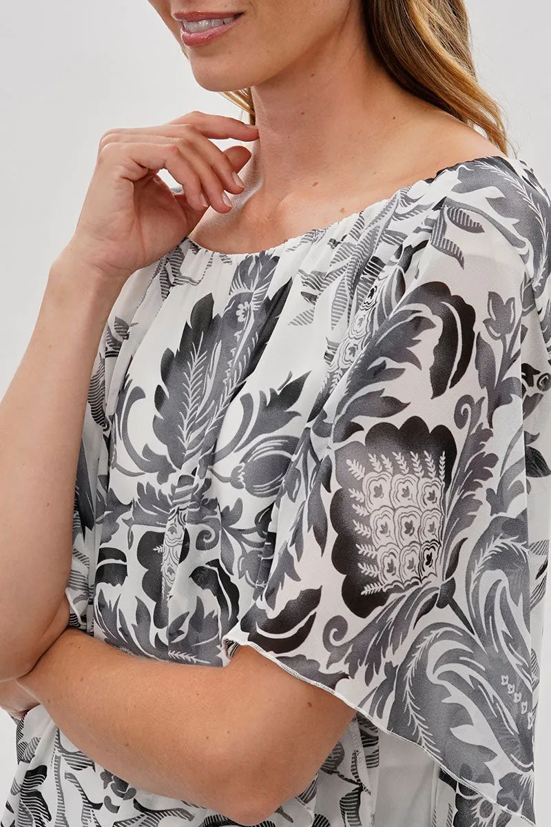 Costa Blanca Baroque Print Chiffon Blouse - White sold by Fairweather product image thumbnail 4