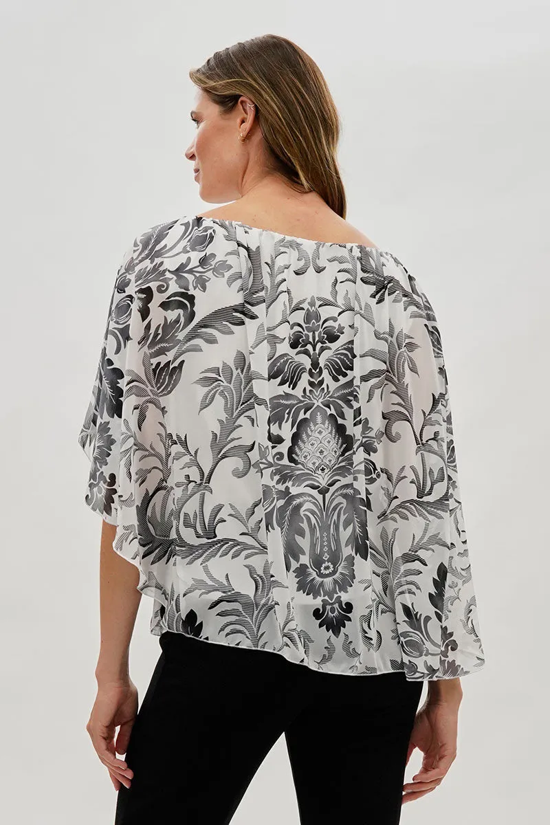 Costa Blanca Baroque Print Chiffon Blouse - White sold by Fairweather product image thumbnail 3