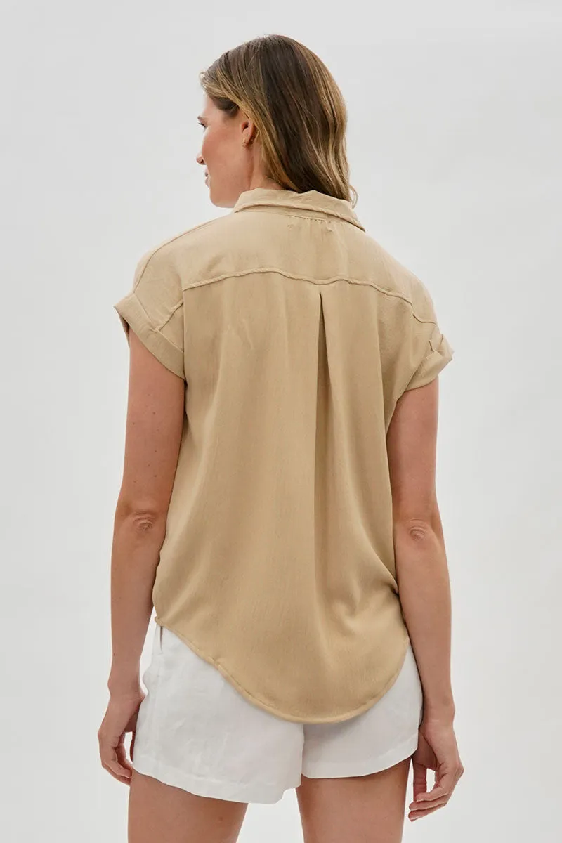 Sylexchange Vintage Short Sleeve Button Down Shirt - Beige sold by Fairweather product image thumbnail 3