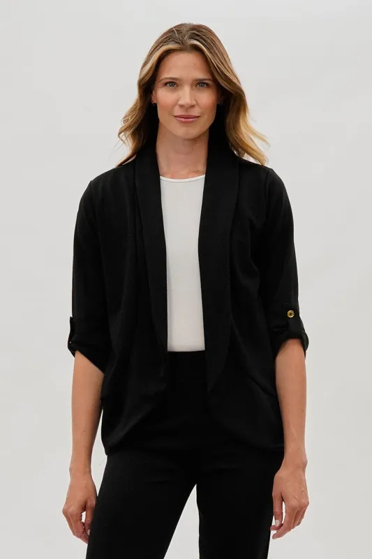 Majora Open Roll Up Sleeve Blazer - Black sold by Fairweather