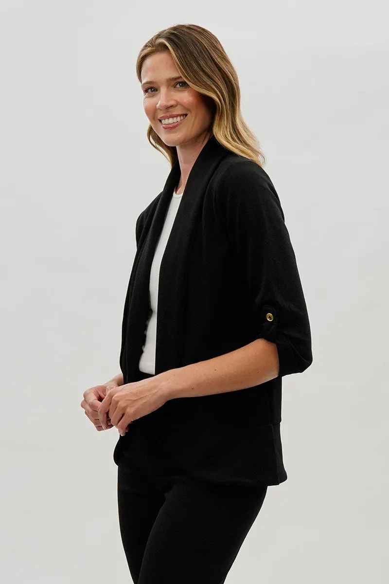 Majora Open Roll Up Sleeve Blazer - Black sold by Fairweather product image thumbnail 2