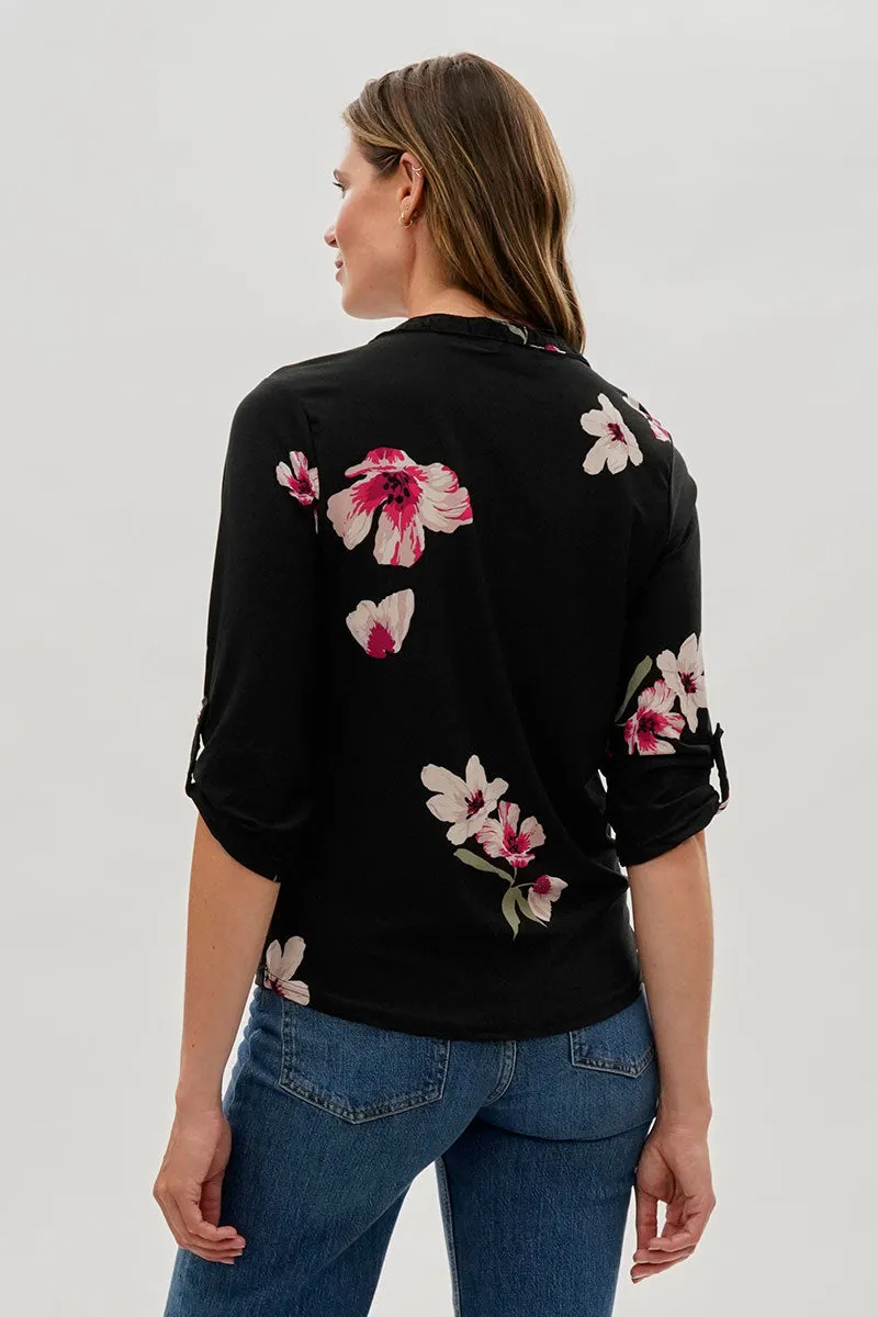 International INC Company Floral 1/4 Zip Shirt - Black sold by Fairweather product image thumbnail 3