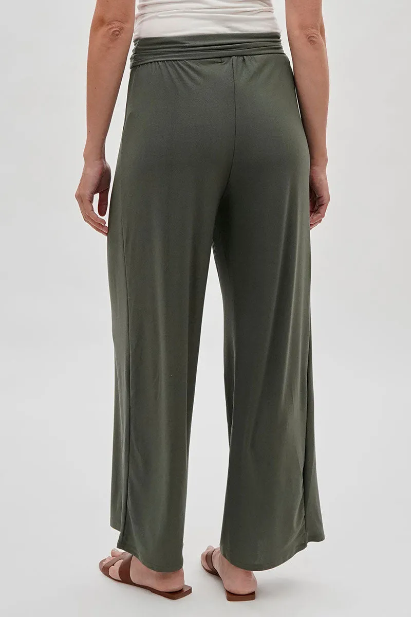 Costa Blanca Wide Leg Fold Over Pants - Olive sold by Fairweather product image thumbnail 3