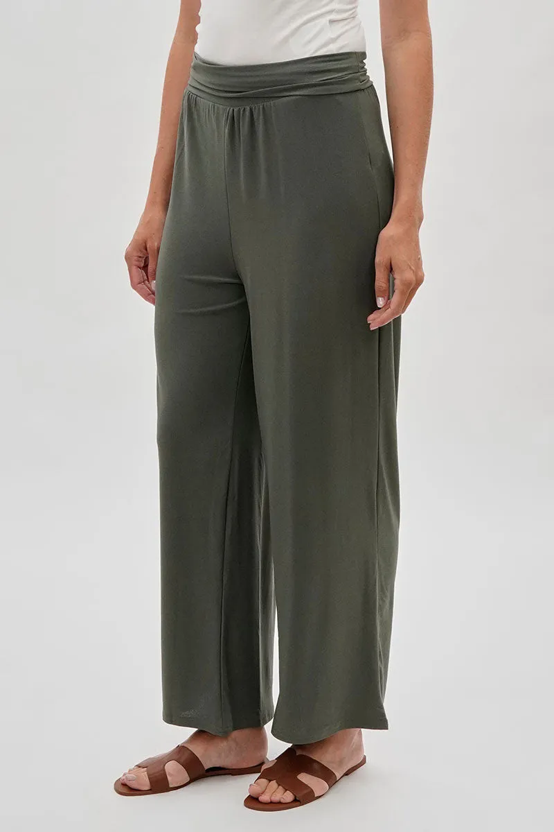 Costa Blanca Wide Leg Fold Over Pants - Olive sold by Fairweather product image thumbnail 2