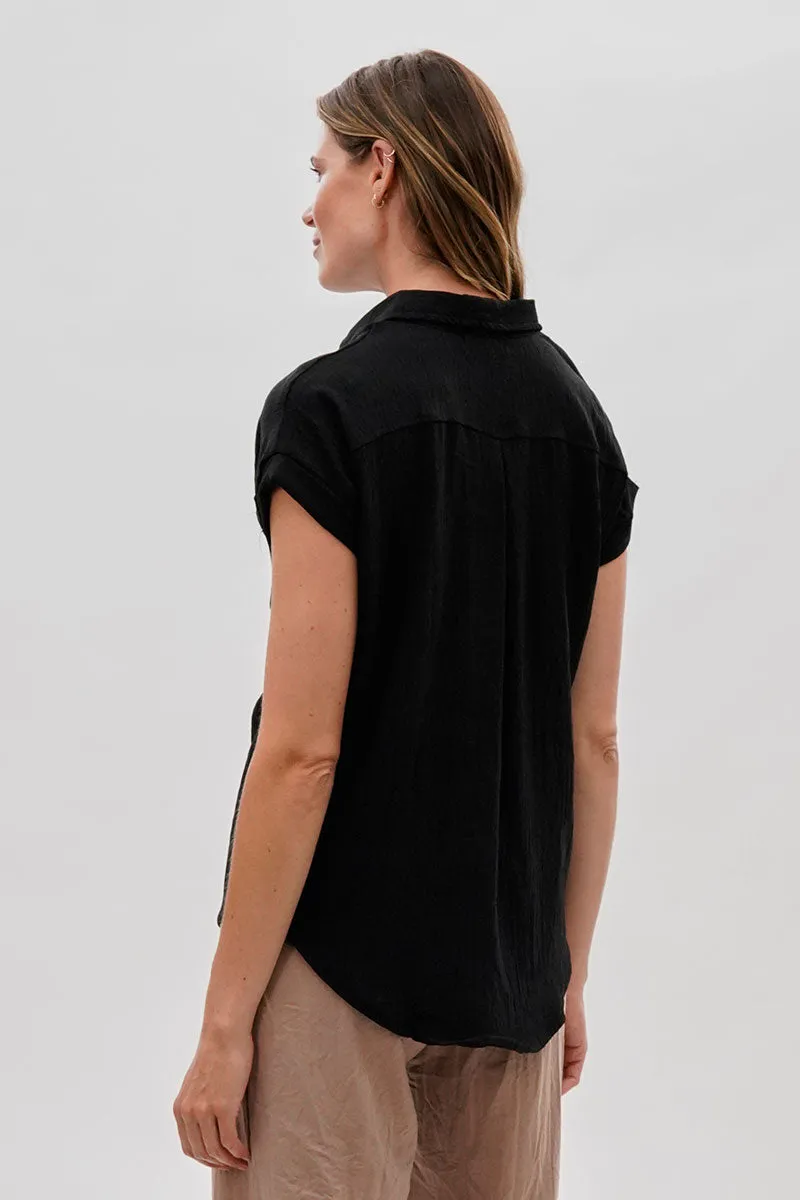 Sylexchange Vintage Short Sleeve Button Down Shirt - Black sold by Fairweather product image thumbnail 3