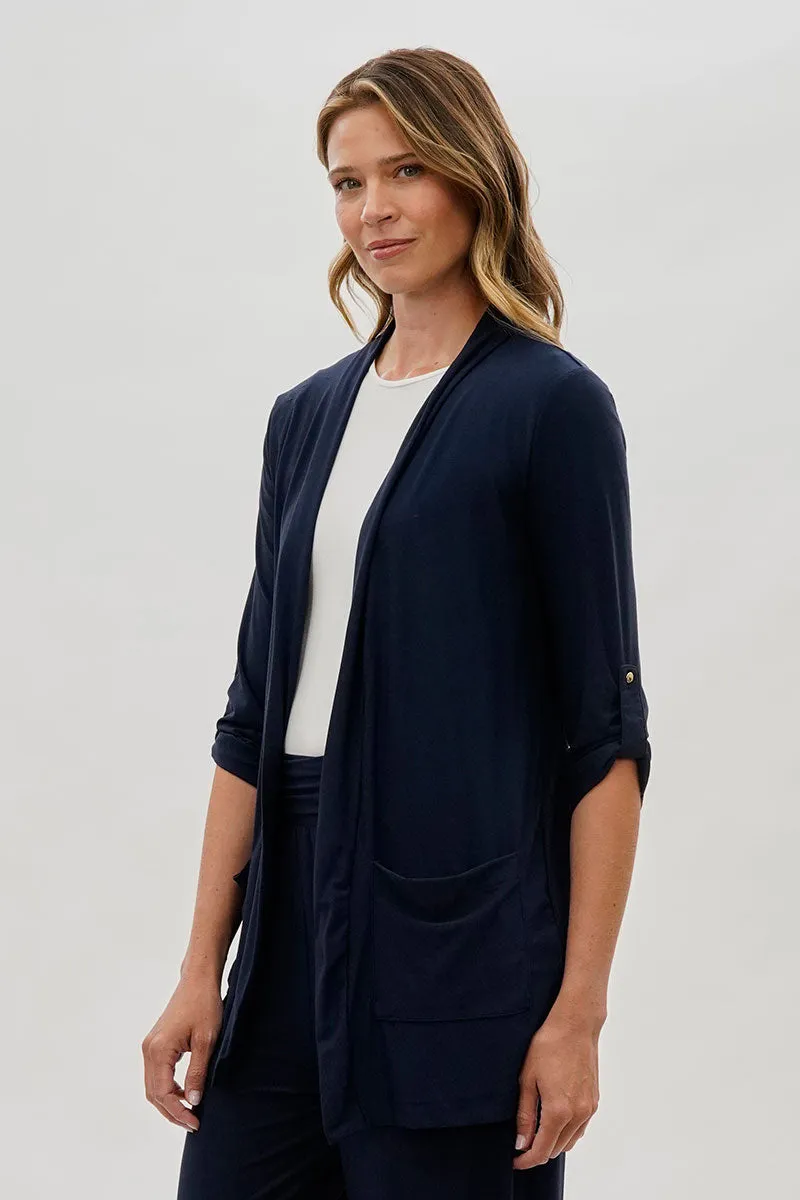 Costa Blanca Open Lightweight Wrap Cardigan - Navy sold by Fairweather product image thumbnail 2