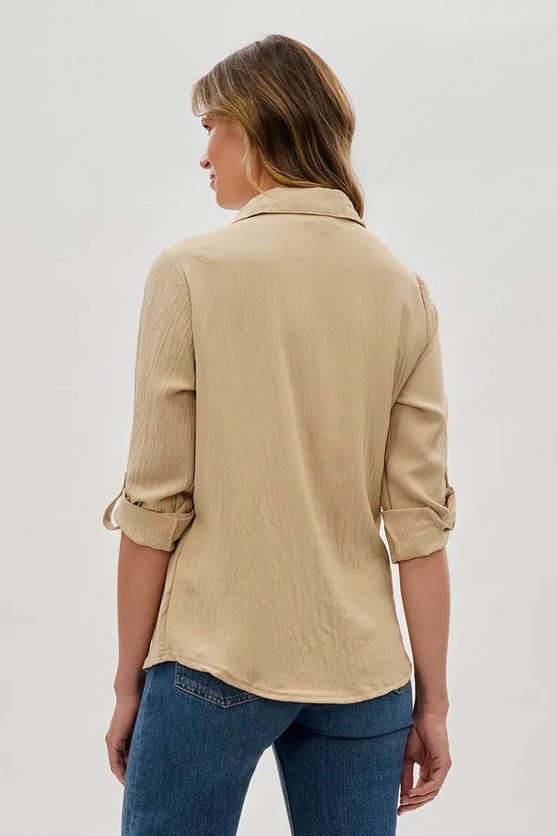 Stylexchange Vintage Classic Button Down Shirt - Beige sold by Fairweather product image thumbnail 3