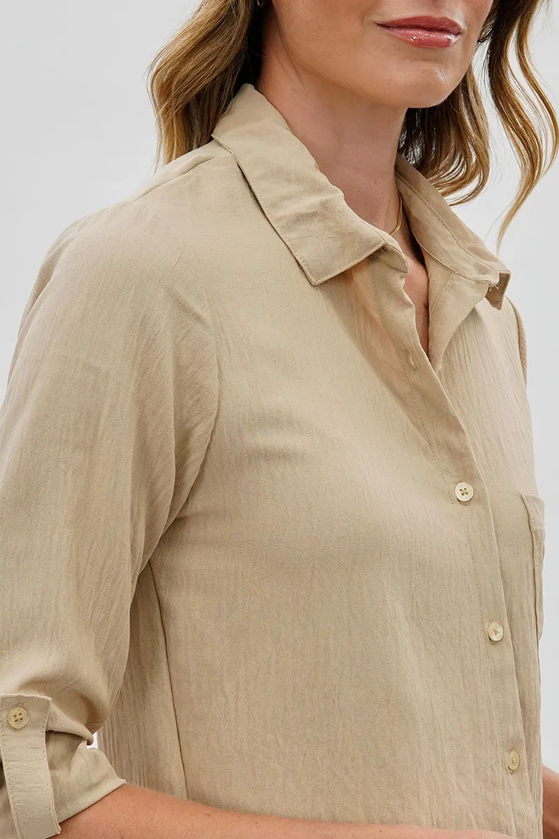 Stylexchange Vintage Classic Button Down Shirt - Beige sold by Fairweather product image thumbnail 4