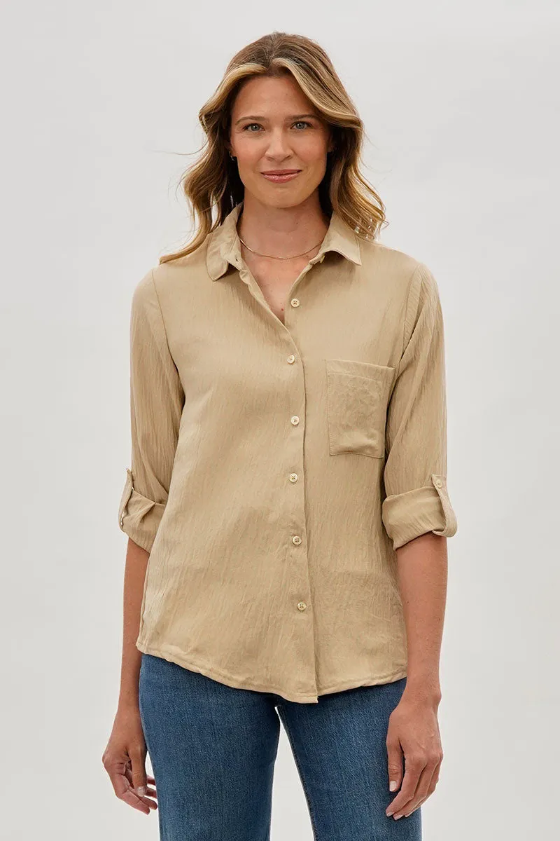 Stylexchange Vintage Classic Button Down Shirt - Beige sold by Fairweather