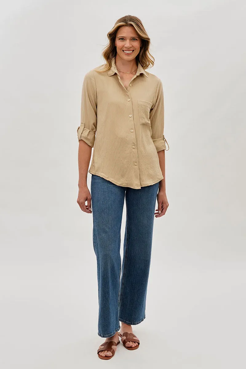 Stylexchange Vintage Classic Button Down Shirt - Beige sold by Fairweather product image thumbnail 5