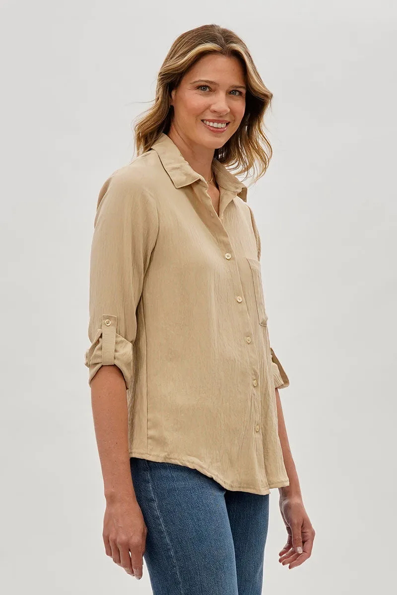 Stylexchange Vintage Classic Button Down Shirt - Beige sold by Fairweather product image thumbnail 2