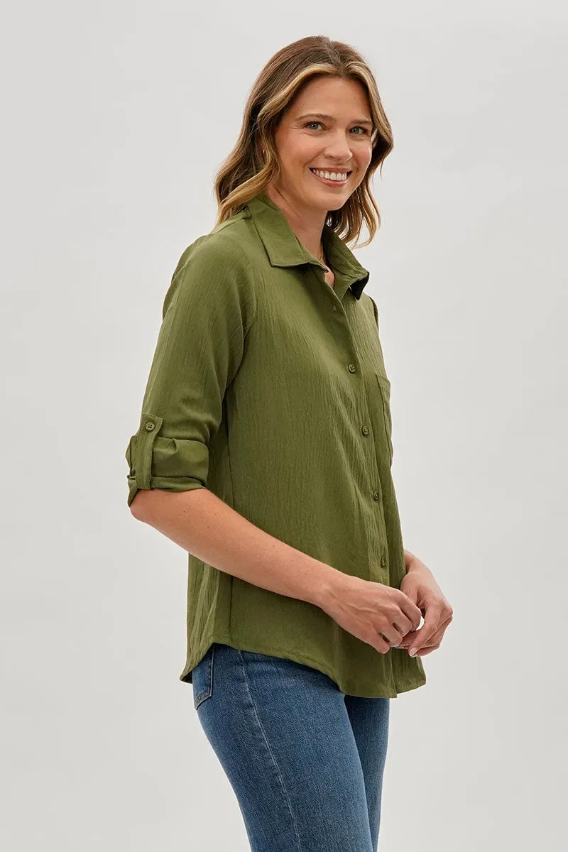 Stylexchange Vintage Classic Button Down Shirt - Olive sold by Fairweather product image thumbnail 2