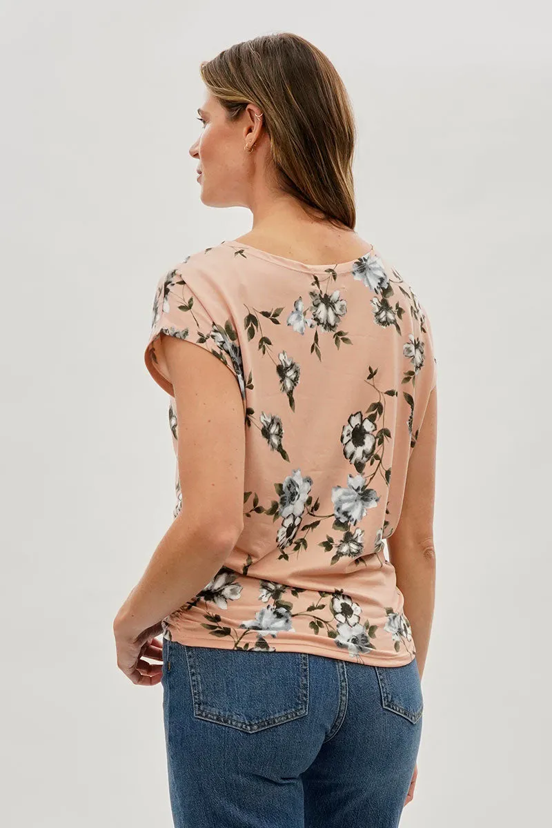 International INC Company Floral Ruched Side Blouse - Peach sold by Fairweather product image thumbnail 3