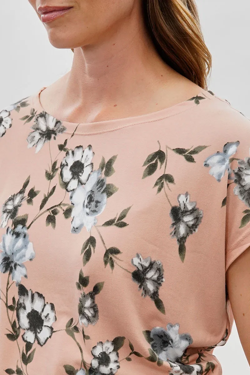 International INC Company Floral Ruched Side Blouse - Peach sold by Fairweather product image thumbnail 4