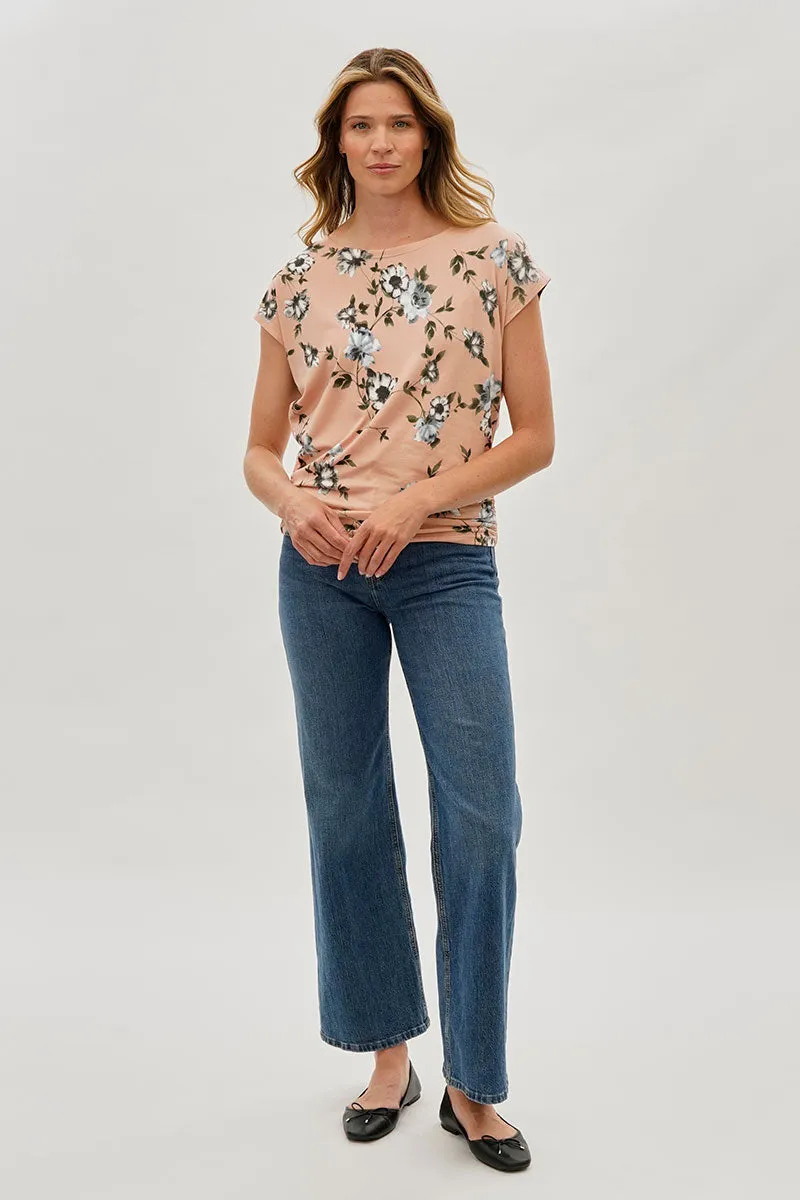 International INC Company Floral Ruched Side Blouse - Peach sold by Fairweather product image thumbnail 5