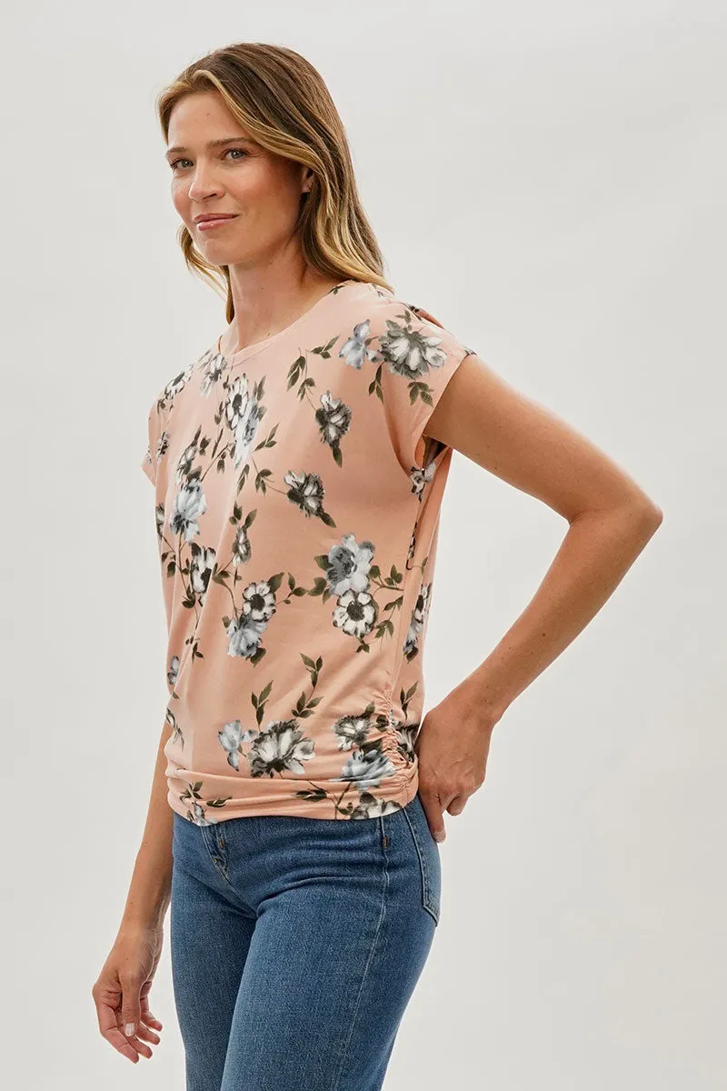 International INC Company Floral Ruched Side Blouse - Peach sold by Fairweather product image thumbnail 2