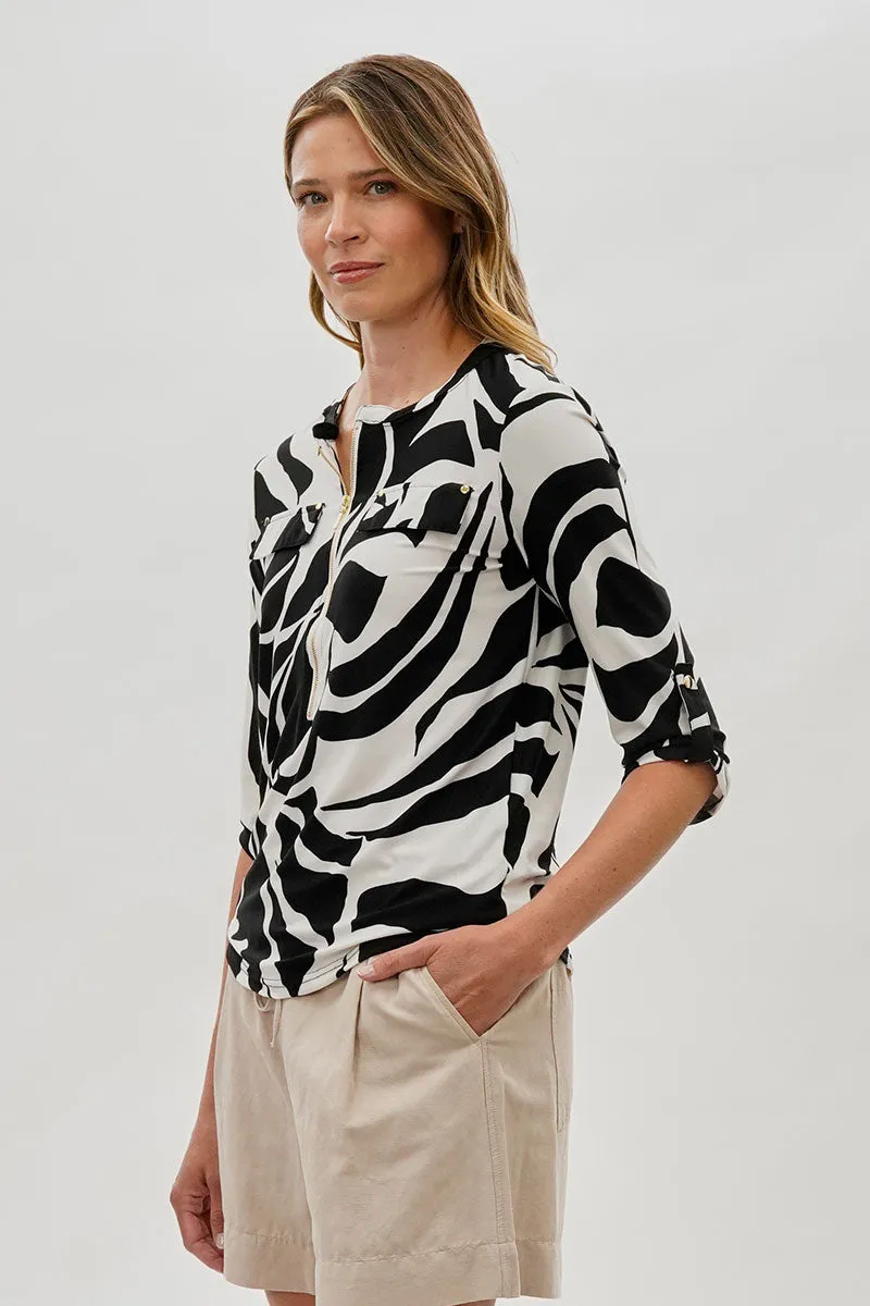 International INC Company Patterned 1/4 Zip Shirt - White sold by Fairweather product image thumbnail 2