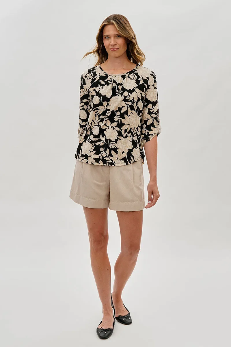Beechers Brook Floral Roll Up Sleeve Blouse - Black sold by Fairweather product image thumbnail 5
