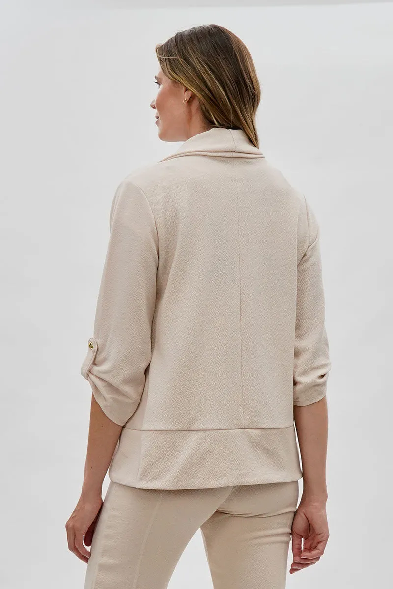 Majora Open Roll Up Sleeve Blazer - Cream sold by Fairweather product image thumbnail 3