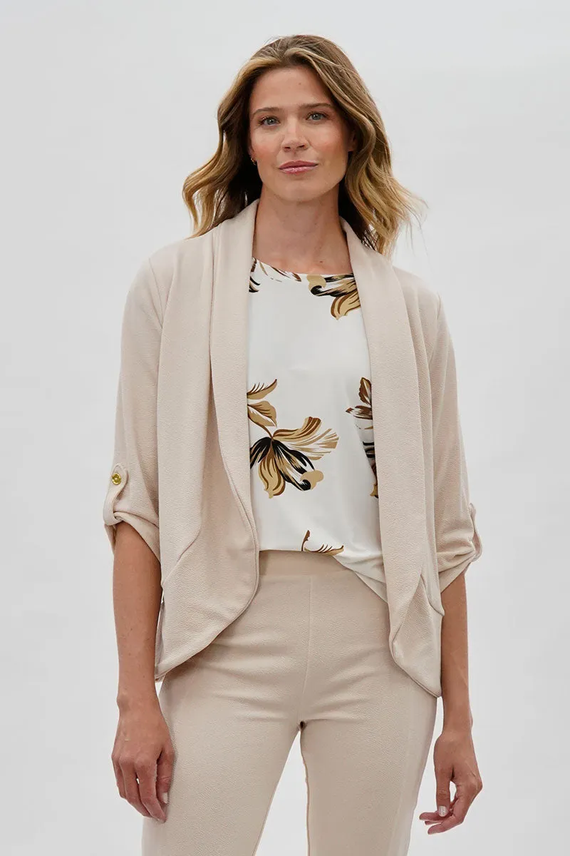 Majora Open Roll Up Sleeve Blazer - Cream sold by Fairweather