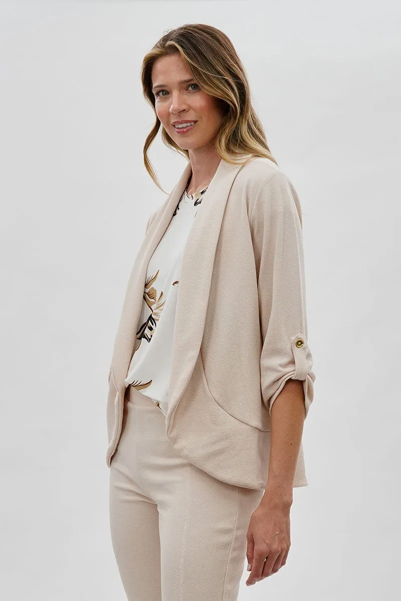 Majora Open Roll Up Sleeve Blazer - Cream sold by Fairweather product image thumbnail 2