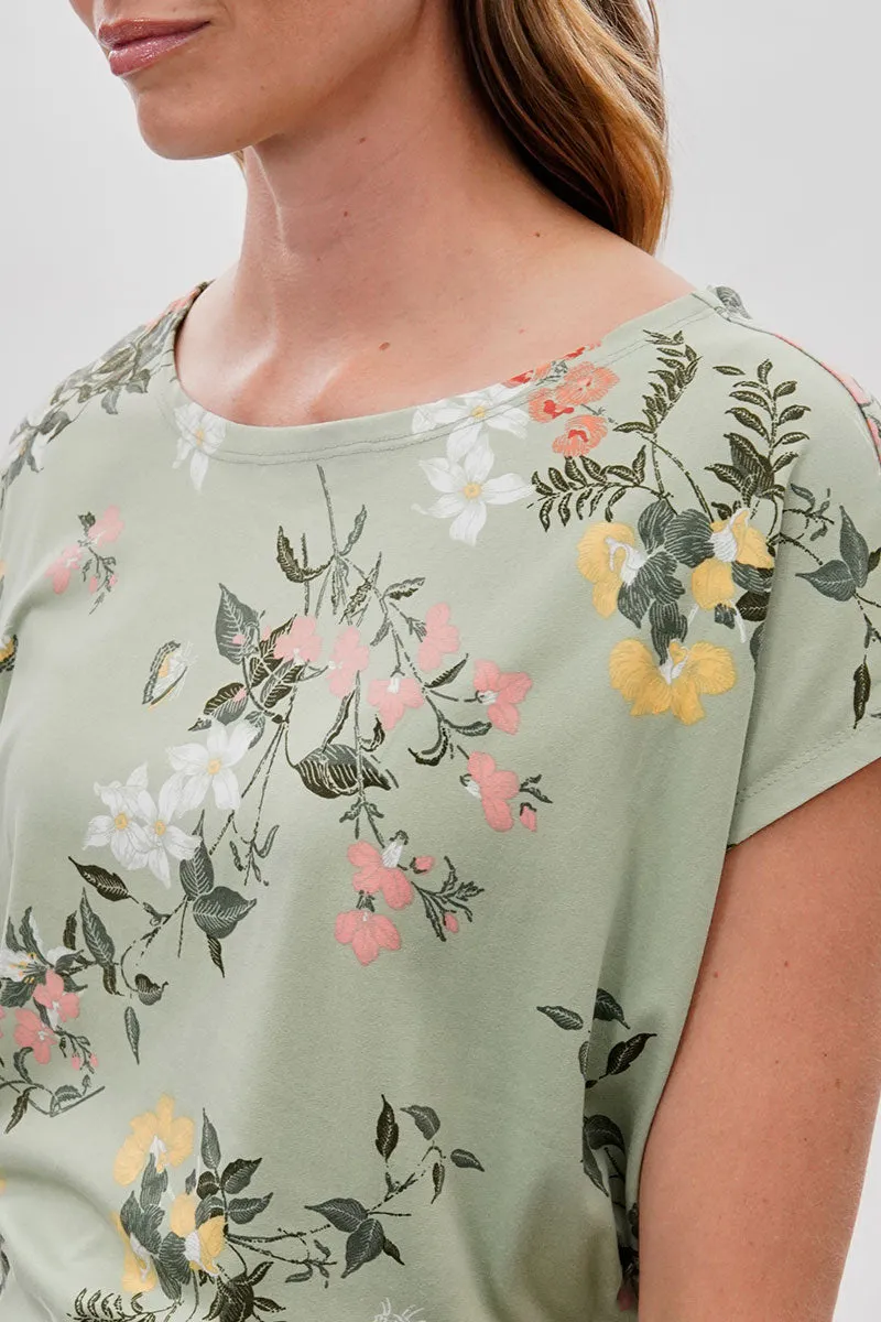 International INC Company Floral Ruched Side Blouse - Green sold by Fairweather product image thumbnail 4