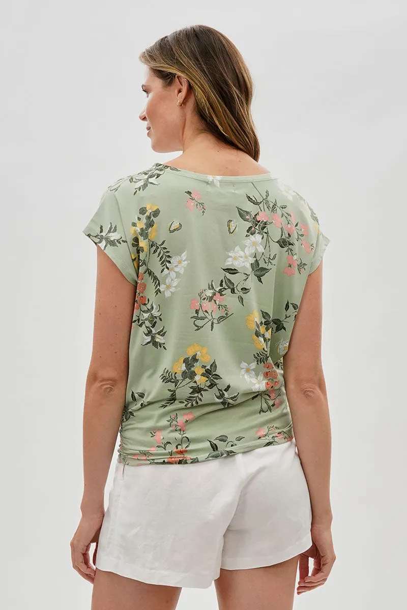 International INC Company Floral Ruched Side Blouse - Green sold by Fairweather product image thumbnail 3