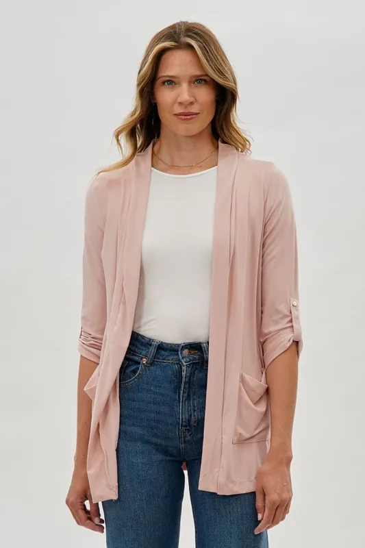 Costa Blanca Open Lightweight Wrap Cardigan - Blush sold by Fairweather