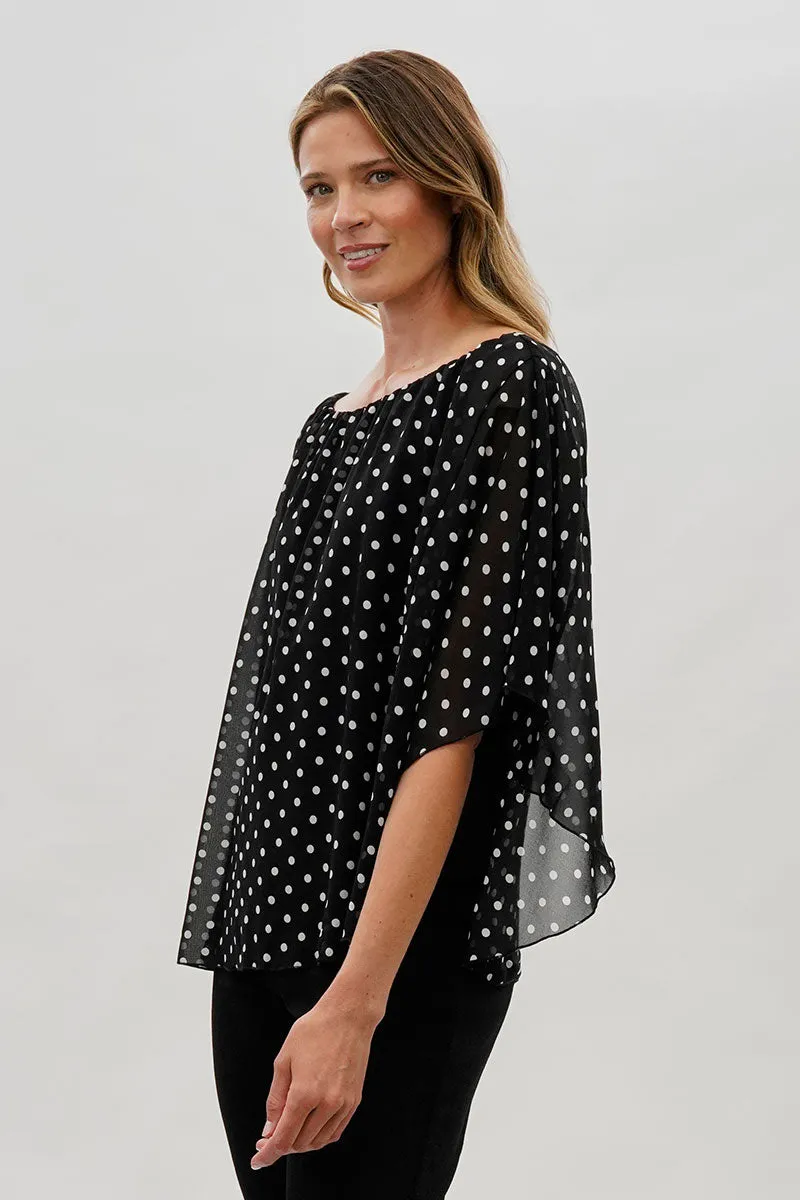 Costa Blanca Polka Dot Chiffon Blouse - Black sold by Fairweather product image thumbnail 2