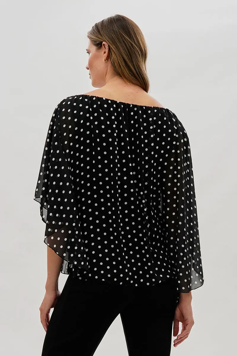 Costa Blanca Polka Dot Chiffon Blouse - Black sold by Fairweather product image thumbnail 3