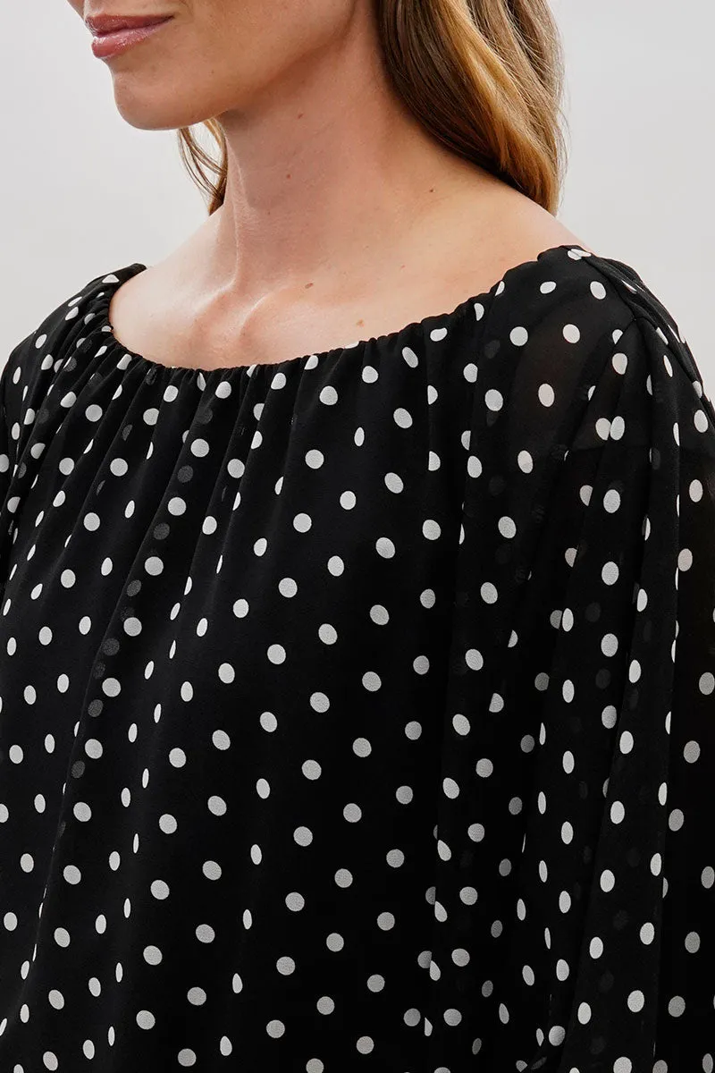 Costa Blanca Polka Dot Chiffon Blouse - Black sold by Fairweather product image thumbnail 4