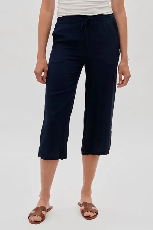 International INC Company Cropped Tie Waist Pants - Navy sold by Fairweather