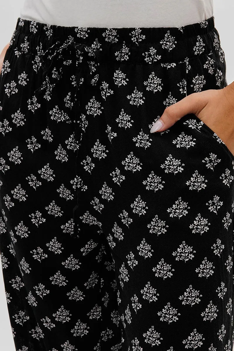 International INC Company Floral Wide Leg Pants - Black sold by Fairweather product image thumbnail 4