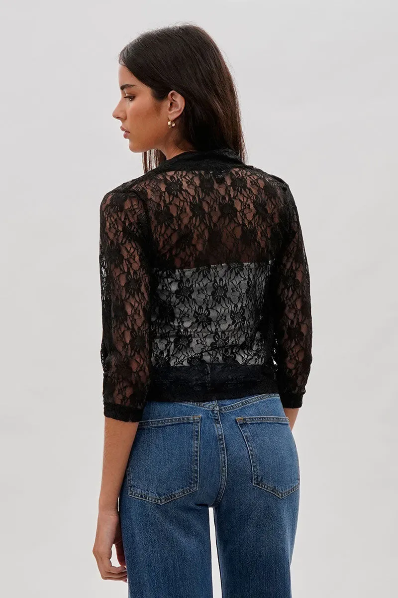 Impress Floral Lace Shrug Cardigan - Black sold by Fairweather product image thumbnail 3