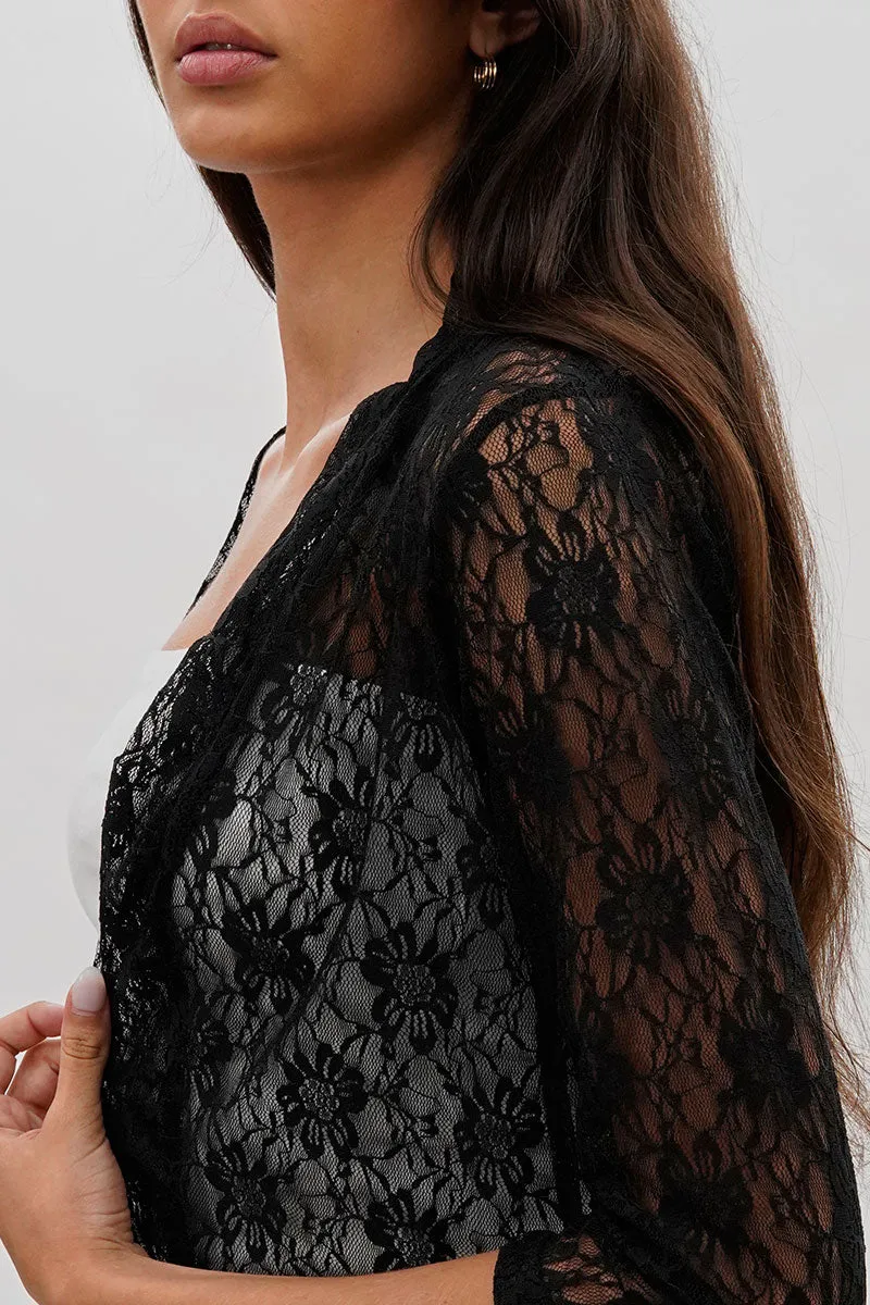 Impress Floral Lace Shrug Cardigan - Black sold by Fairweather product image thumbnail 4