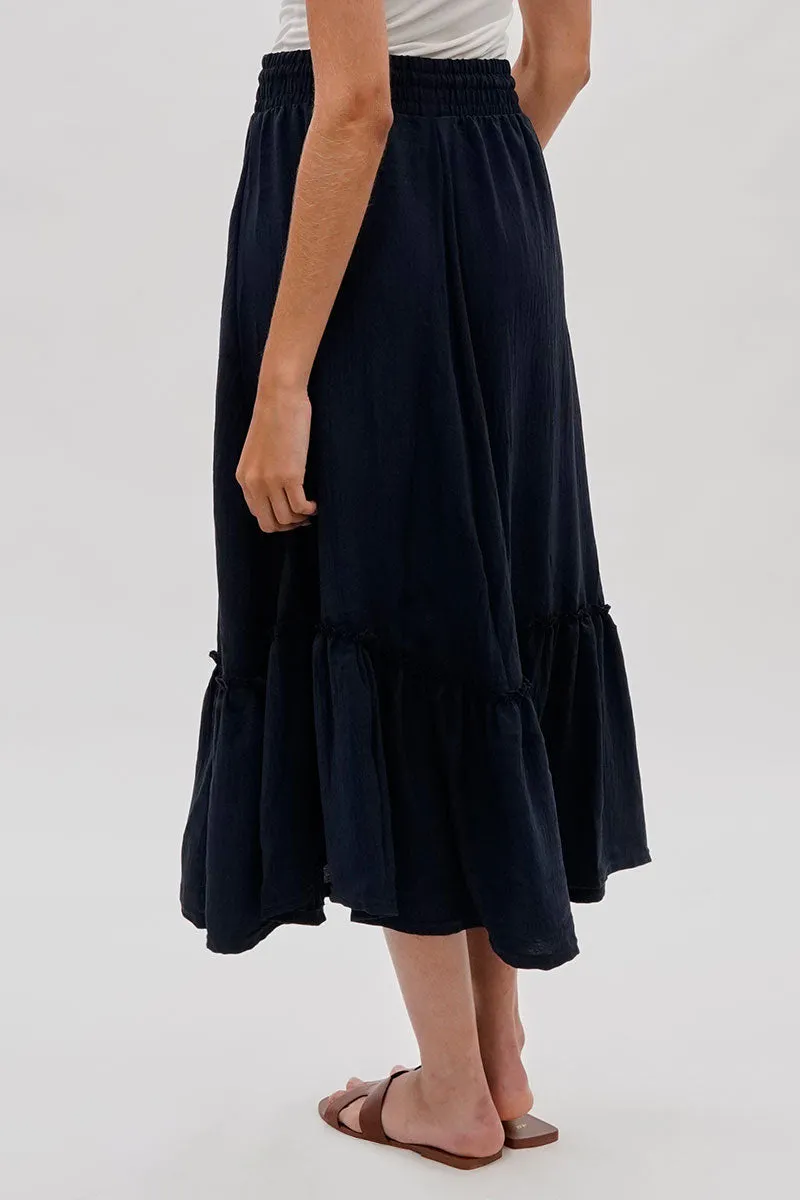 Stylexchange Vintage Tiered Cinched Skirt - Navy sold by Fairweather product image thumbnail 3