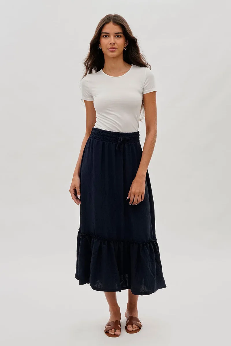 Stylexchange Vintage Tiered Cinched Skirt - Navy sold by Fairweather product image thumbnail 5