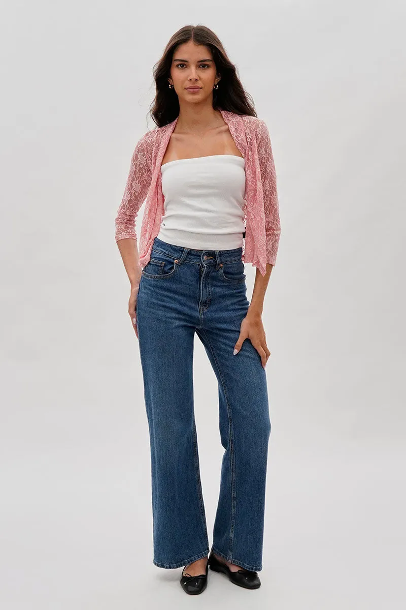 Impress Floral Lace Shrug Cardigan - Pink sold by Fairweather product image thumbnail 5