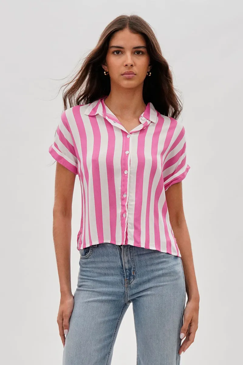 Stylexchange Vintage Striped Button Down Shirt - Pink sold by Fairweather