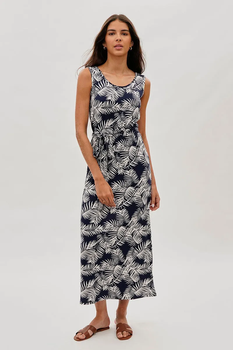 International INC Company Leaf Print Maxi Dress - Navy sold by Fairweather product image thumbnail 5