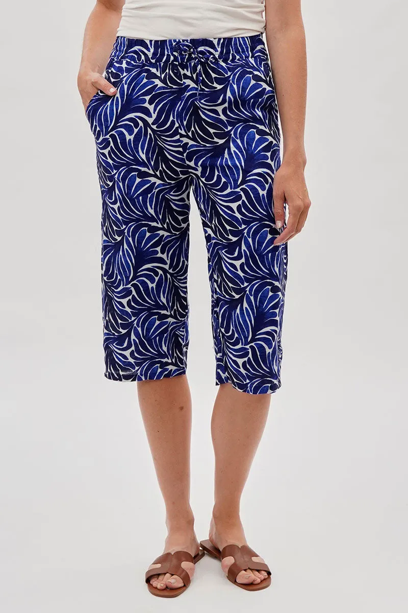 International INC Company Leaf Print Cropped Pants - Navy sold by Fairweather