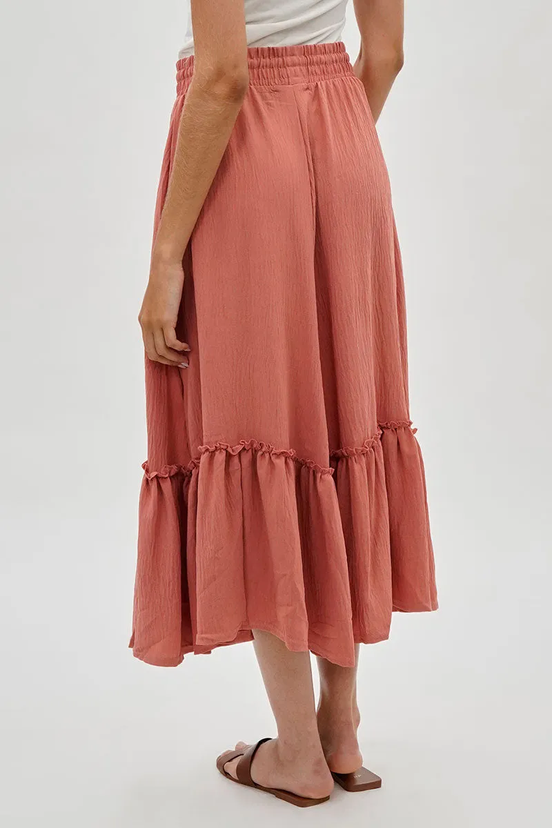 Stylexchange Vintage Tiered Cinched Skirt - Coral sold by Fairweather product image thumbnail 3