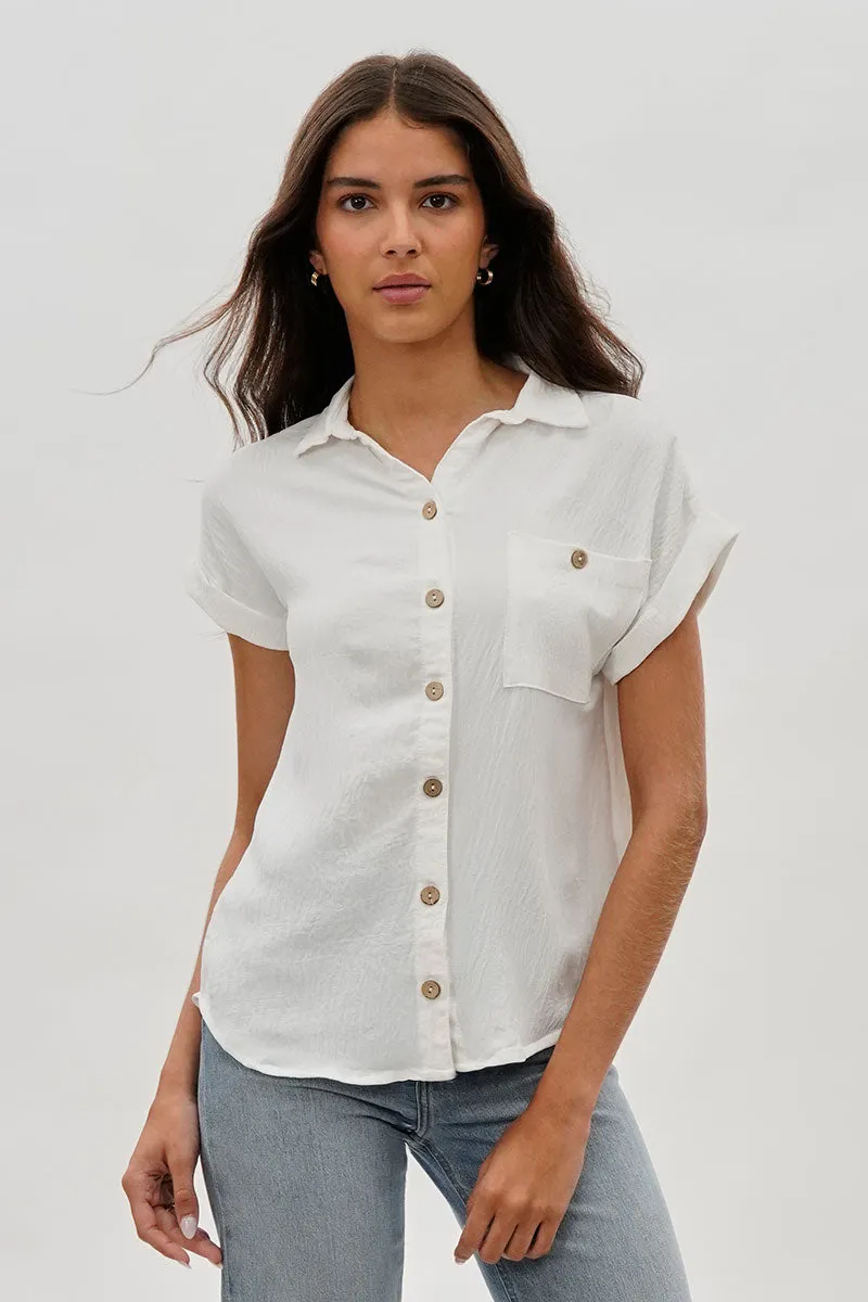 Stylexchange Vintage Short Sleeve Button Down Shirt - White sold by Fairweather