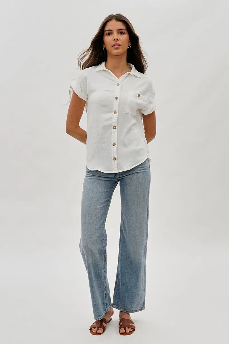 Stylexchange Vintage Short Sleeve Button Down Shirt - White sold by Fairweather product image thumbnail 5